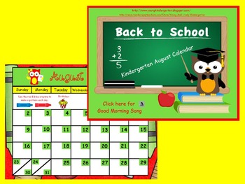 Preview of August Kindergarten Calendar for ActivBoard