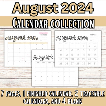 Preview of August 2024 Calendar Collection: Summer Planning for Homeschoolers for Kids