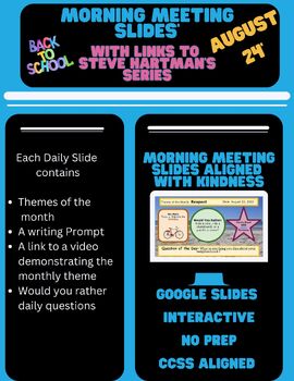 Preview of August 2024 SEL Morning Meeting Slides feat. Steve Hartman Video FREEBIE