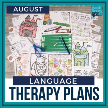 Preview of August Articulation & Language Therapy Plans Bundle