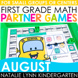 August Back to School First Grade Math Partner Games Cente