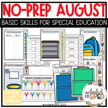 Preview of August Back to School NO-PREP Basic Skills Activities for Special Education