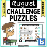 August Brain Teasers & Challenge Puzzles | Boom Cards | Lo