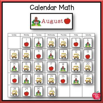 Preview of Back to School August Calendar Math Pieces
