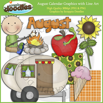 august calendar clip art