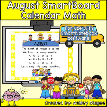 Preview of August Calendar Math FREEBIE - For use with SmartBoard ONLY