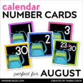 August Calendar Numbers - Back to School Number Cards - Bl