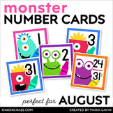 August Crayon Monster Calendar Numbers - Number Cards for 