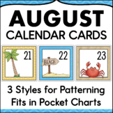 August Calendar Numbers - Monthly Calendar Cards Set Pocke