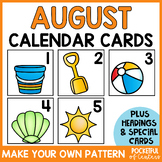 August Calendar Numbers - Pocket Chart Calendar Cards