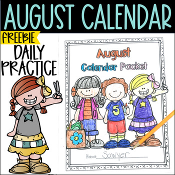 Preview of August Calendar Review & Math Practice Freebie