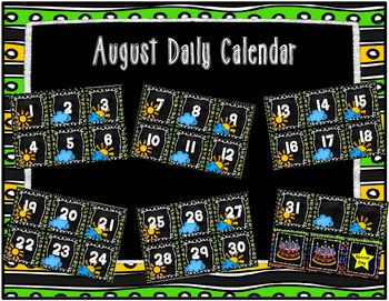 August Calendar Set by Hendry Helpers Teachers Pay Teachers