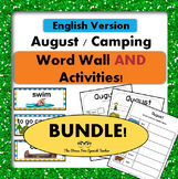 August / Camping Word Wall Cards AND Activities! English v