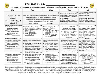 Preview of August Challenge Math Calendar aligned to Eureka and Engage NY