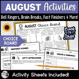 August Choice Board Activities - Early Finishers, Brain Br