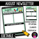 August Classroom Newsletter Template - EDITABLE - Printabl