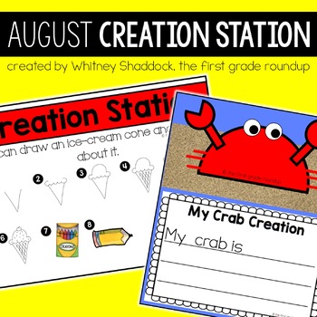 Preview of August Craftivity and Directed Drawing Creation Station for Kindergarten