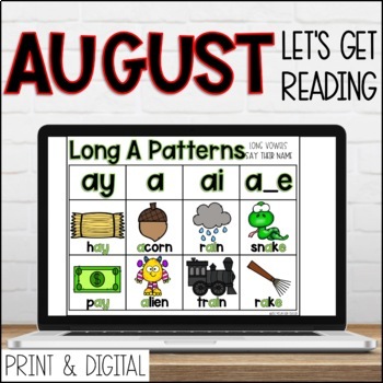 Preview of August DIGITAL Lets Get Reading 2nd Grade Reading Activities and Videos