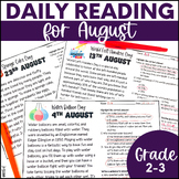 August Daily Reading Comprehension Passages for 2nd and 3rd Grade