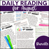 August Daily Reading Comprehension with Differentiated Passages