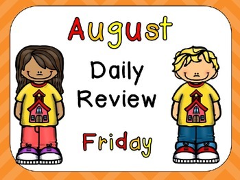 Preview of August Daily Skills Review PowerPoints for Kindergarten~Great for Calendar Time!