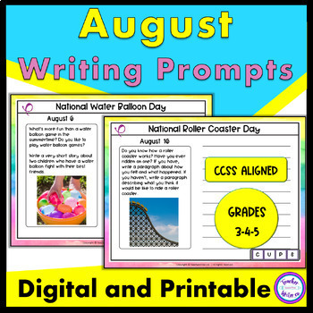 August Daily Writing Prompts History, Social Studies, Science, Fun!