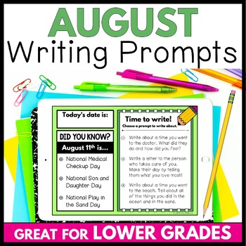 Preview of August 1st & 2nd Grade Daily Writing Prompts, Sentence & Paragraph Writing
