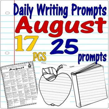 August Daily Writing Prompts Themed Shaped Journal Pages Back to School