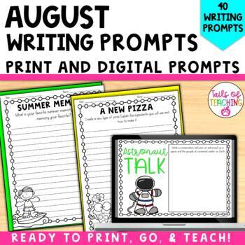 August Writing Prompts Summer writing activities by Tails of Teaching