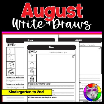 Preview of August Directed Drawing and Writing Worksheets, Write & Draws K-2nd