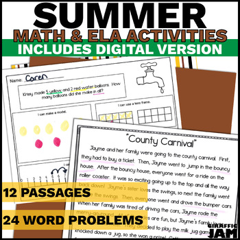 Preview of Summer Story Sequencing Activity + Summer Addition & Subtraction Word Problems