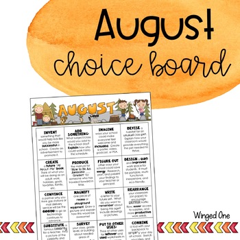Preview of August Early Finishers Choice Board