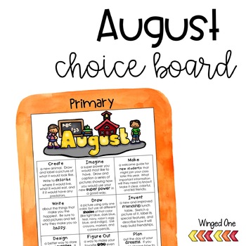 Preview of August Early Finishers Choice Board
