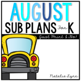 August Emergency Sub Plans for Kindergarten