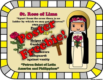 Preview of August Feast Day Catholic Saint Poster - Saint Rose of Lima