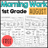 Morning Work Freebie: First Grade August Math and ELA Digital and PDF