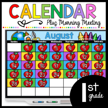 Preview of August First Grade calendar morning meeting Digital Google Slides Phonics