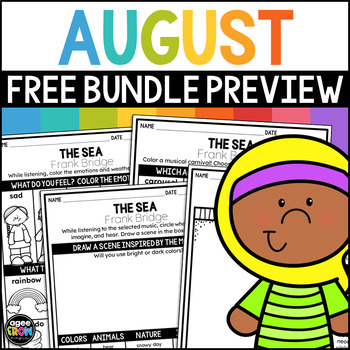 Preview of August Free Bundle Preview | Mindful Listening, Weather, Carnival, Coloring