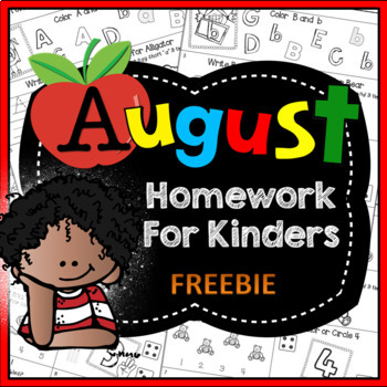 Preview of August Homework Free Sample for Kindergarten