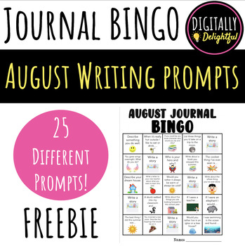 FREEBIE: August Journal BINGO: Writing Prompts by Digitally Delightful