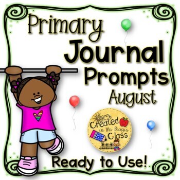 August Journal Pages with Questions & Writing Prompts for Primary Grades