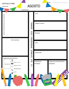 Preview of August - June Classroom Newsletter Template: Spanish