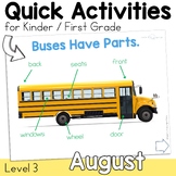 August Speech Therapy Quick Activities for Kinder & First 