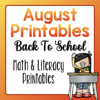 Preview of August Kindergarten Word Work and Math Printables - Back To School