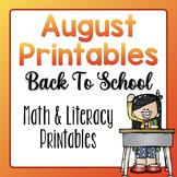August Kindergarten Word Work and Math Printables - Back T