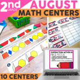 August Math Centers for 2nd Grade | Digital & Printable | 