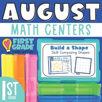 Preview of Back to School Math Centers for First Grade - August Math Games for 1st Grade