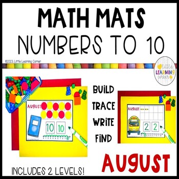 Preview of August Math Mats Numbers to 10 |  Counting Center Activity