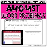 August Addition & Subtraction Word Problems for 2nd Grade