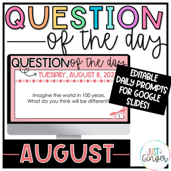 Preview of August Morning Work - Question of the Day - August Journal Prompts
